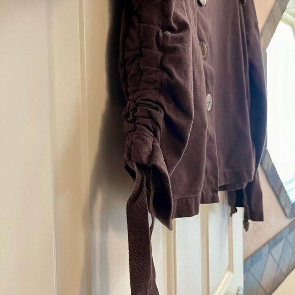 Neon Buddha Brown Jacket Cinch Waist Button Up Small - Picture 3 of 9